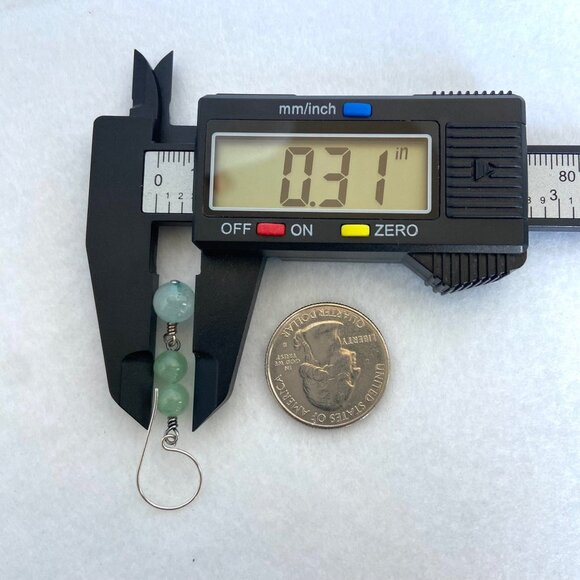 Sterling Silver 925 Round Green Aventurine Beaded Dangle Drop Earrings - Picture 15 of 16